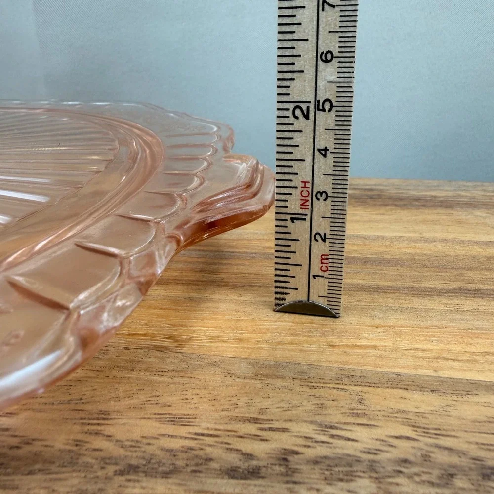Anchor Hocking Mayfair Open Rose Pink Depression Glass Cake Plate 12.5